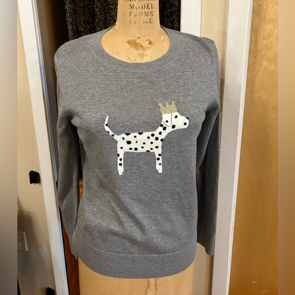 Nwt banana republic factory dog with crown print grey sweater